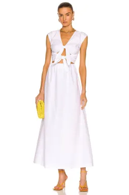 Sir The Label Anja Tie Midi Dress Chalk White Size 3 / 12 AU for rent on The Volte - image 4