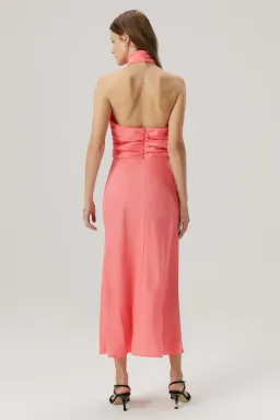 MISHA Linnea Satin Midi Dress Watermelon Pink Size 8/S for rent on The Volte - image 3