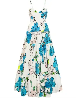 AJE BOTANICAL TIERED MAXI DRESS COOL CAMELIA BLUE FLORAL SIZE AU 8 for rent on The Volte - image 6