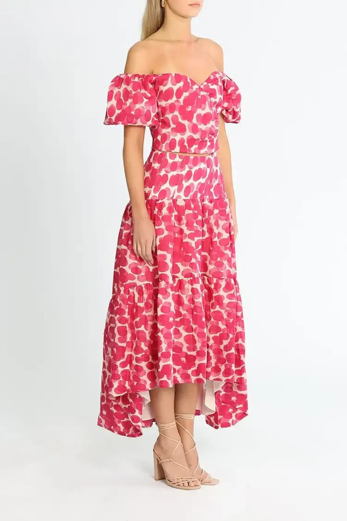 Ministry of Style Mottled Blossoms Top and Skirt Set Pink Print Size 16 - Image 2