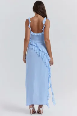 House of CB Ariela Soft Blue Ruffle Maxi Dress Blue Size XS/ Au 6-8 for rent on The Volte - image 3