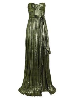 Jonathan Simkhai Metallic Plisse Strapless Gown Green Size 8 for rent on The Volte - image 3