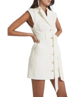 Aje Syros Denim Vest Dress White/Ecru Size 10 for rent on The Volte - image 2