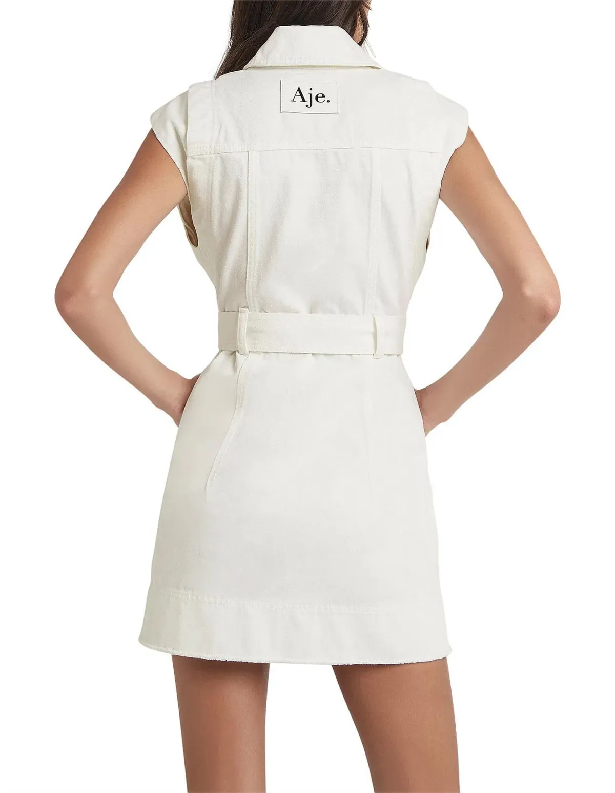 Aje Syros Denim Vest Dress White/Ecru Size 10 - Image 3