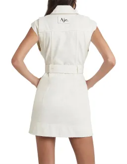 Aje Syros Denim Vest Dress White/Ecru Size 10 for rent on The Volte - image 3