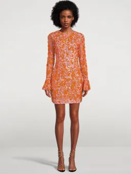 Rachel Gilbert Lupita Mini Dress Pink/Orange Sequin Size 1 / AU 8 for rent on The Volte - image 1