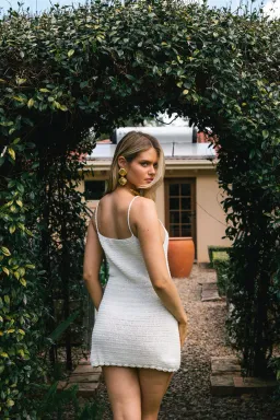 Isabelle Quinn Sadie Crochet Mini Dress Ivory Size AU 6 for rent on The Volte - image 3