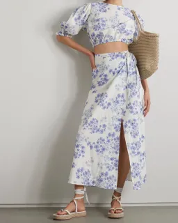 Peony Vacation Crop Top and Wrap Skirt Set Flannel Size 8 for rent on The Volte - image 1