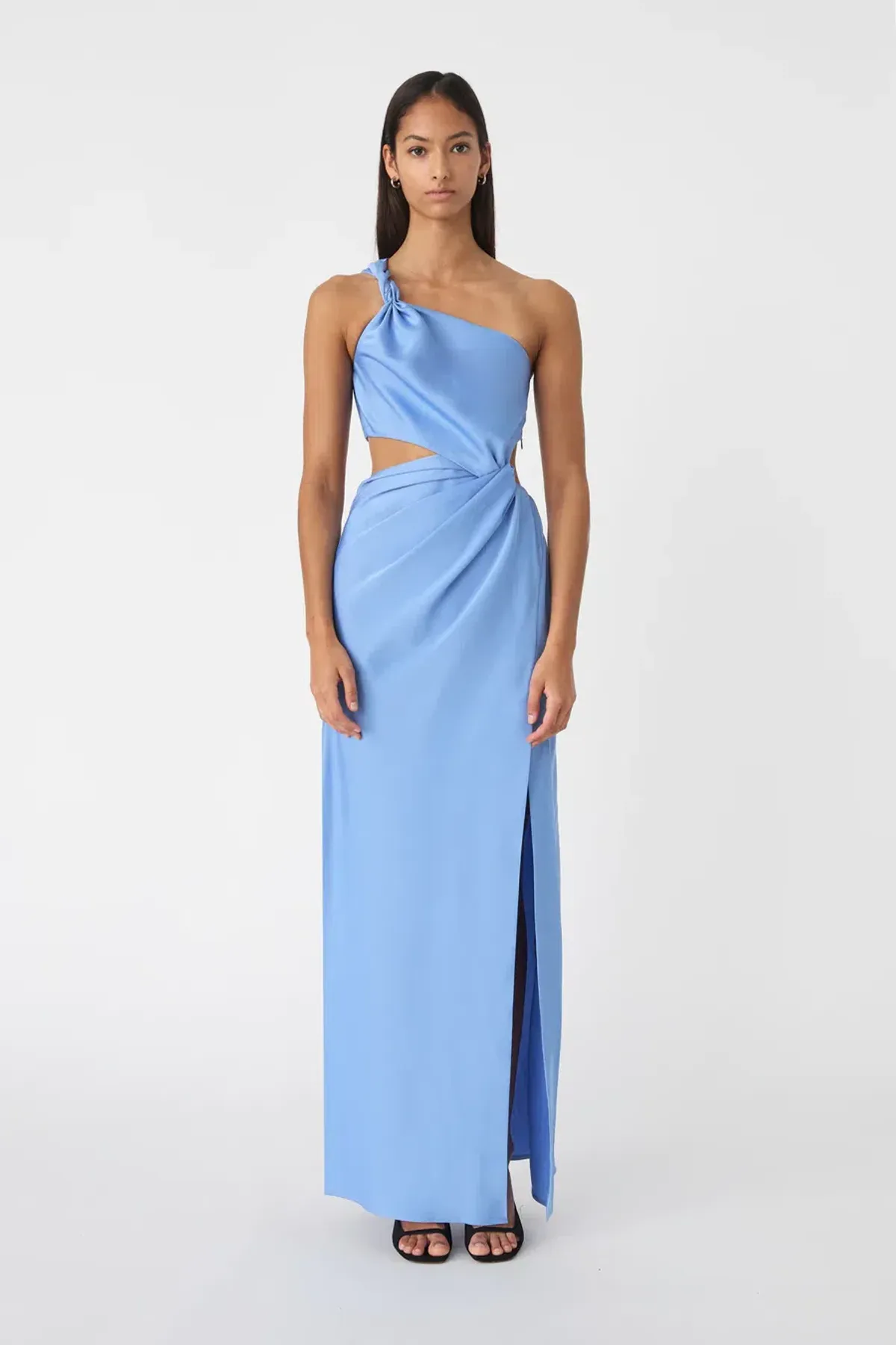 MISHA Kristin Satin Gown Cornflower Blue Size 6/XS  - Image 1