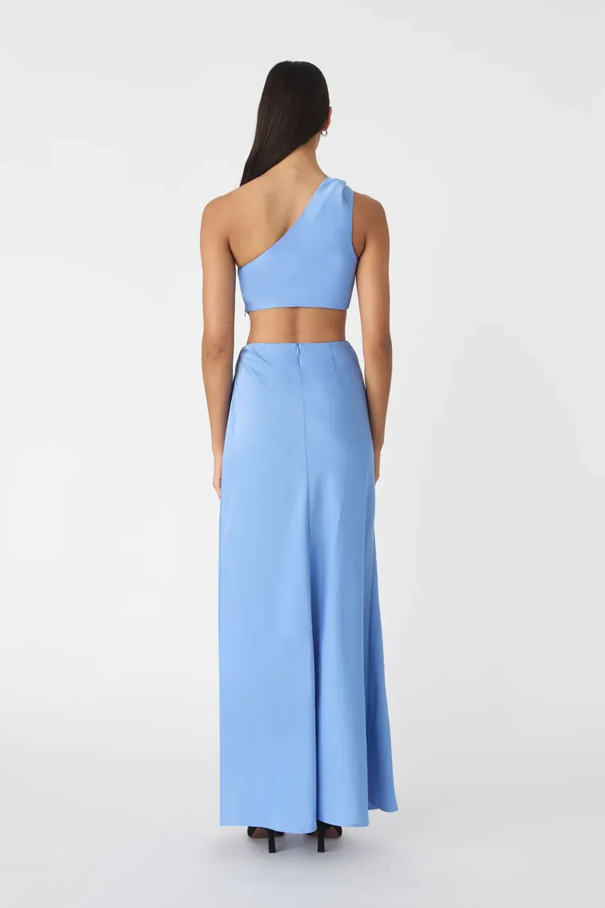 MISHA Kristin Satin Gown Cornflower Blue Size 6/XS  - Image 3