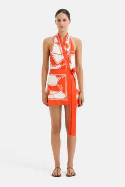 Sir the Label Ramona Wrap Halter Mini Dress Mariposa Lily Size 6 for rent on The Volte - image 1