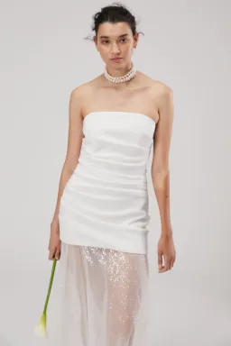 Misha Nasrin Strapless White Sequin Midi Dress Size 8/S for rent on The Volte - image 2
