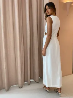 Sir The Label Clemence V Neck Dress Ivory Size 2/AU 10  for rent on The Volte - image 4