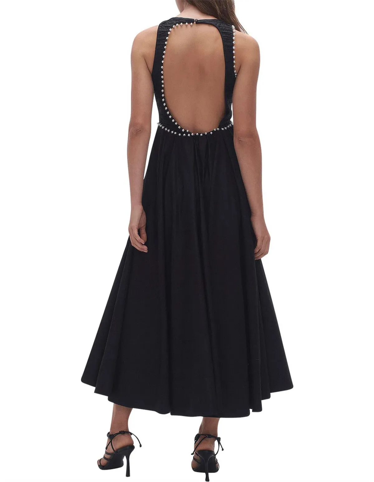 Aje Florence Pearl Trim Midi Dress Black Size 10 - Image 3