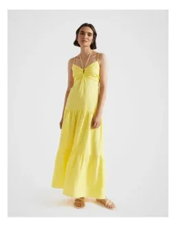 Seed Linen Tiered Dress Yellow Size 8 for rent on The Volte - image 1