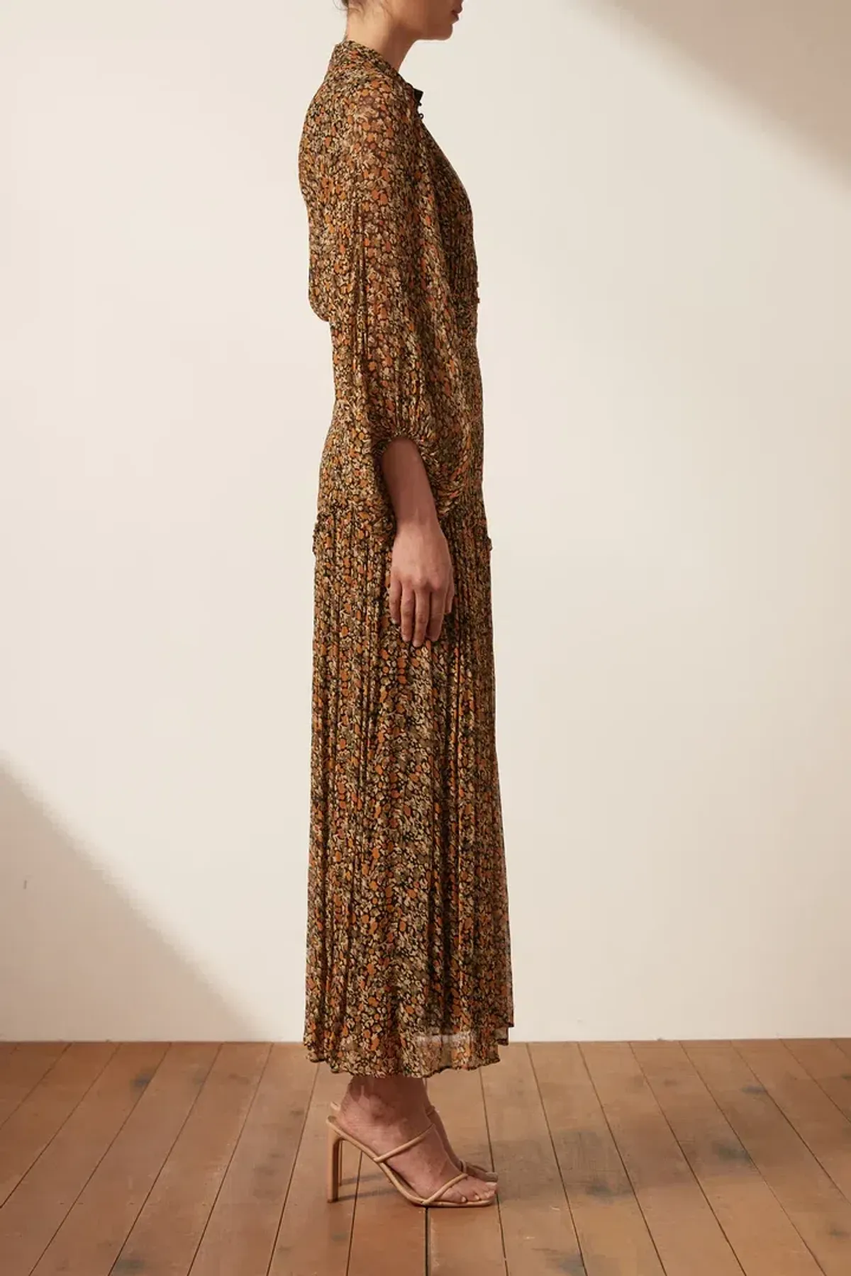 Shona Joy Paloma Button Up Midi Dress Multi Floral Size 8 - Image 4