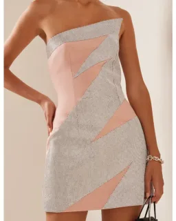 Nué Exclusive Crystal Embellished Jersey Mini Dress Neutral Size 8 for rent on The Volte - image 2