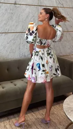 Aje Drift Puff Sleeve Mini Dress in Botanic Floral Print Size 10 for rent on The Volte - image 4