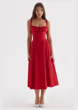 House of CB Carmen Bustier Sundress Red Rose Size S / AU 8 for rent on The Volte - image 1