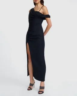 By Johnny Nadal Asymmetric Split Gown Black Size 10 for rent on The Volte - image 2