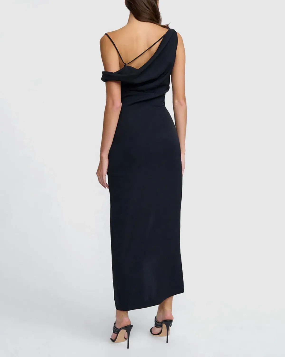 By Johnny Nadal Asymmetric Split Gown Black Size 10 - Image 3