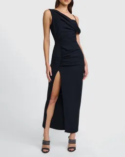 By Johnny Nadal Asymmetric Split Gown Black Size 10 for rent on The Volte - image 1