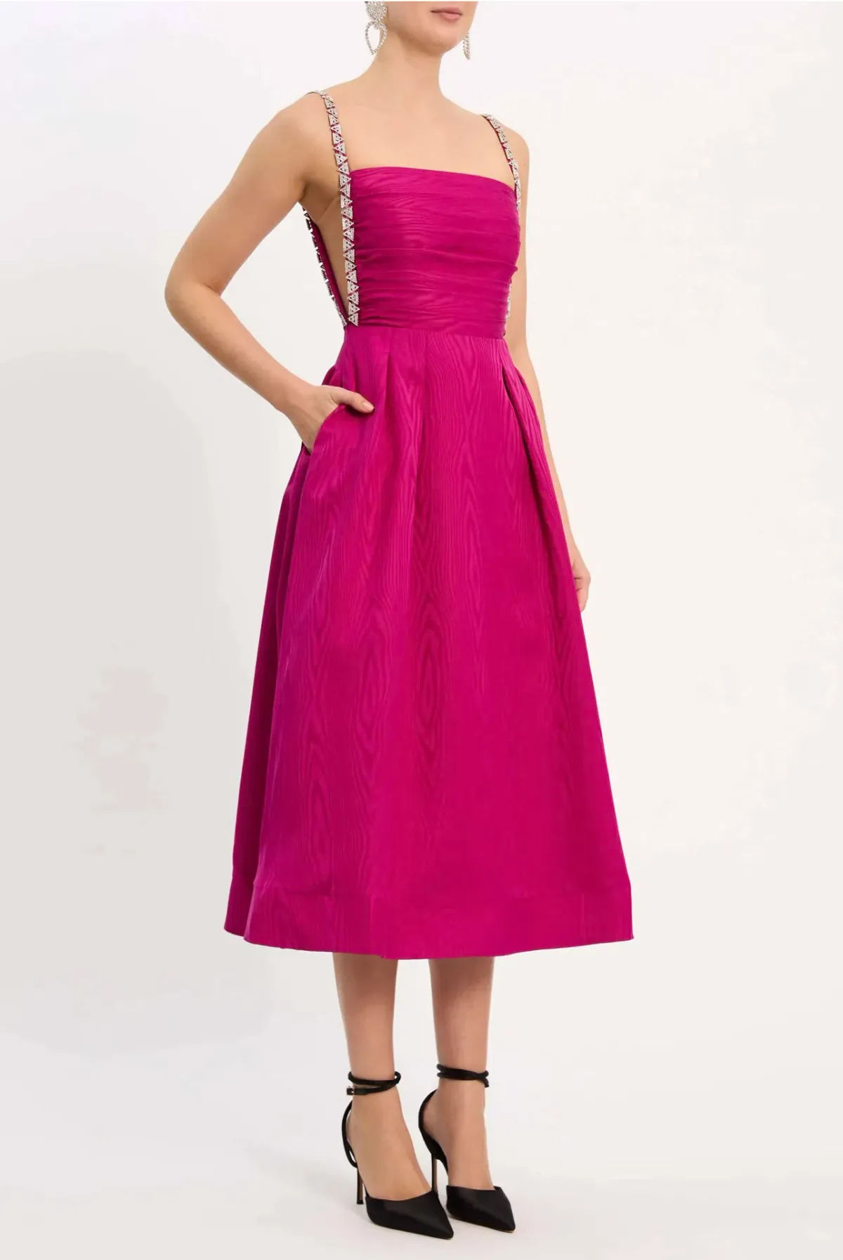 Rebecca Vallance Cynthia Midi Dress Fuchsia Pink Size 14 - Image 3