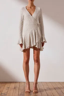Shona Joy Hayes Frill Cuff Wrap Mini Dress Cream Size 8 for rent on The Volte - image 2