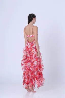 Menti Santorini Iris Flower Dress in Red Floral Size XS / AU 8 for rent on The Volte - image 3