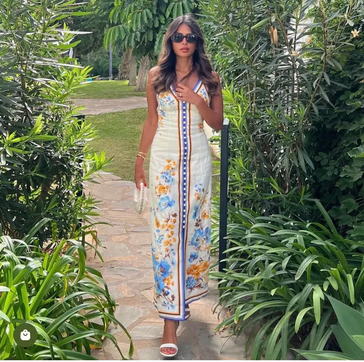 Zimmermann Halcyon Slip Midi Dress Orange Blue Floral Size 0 / AU 8 - Image 5