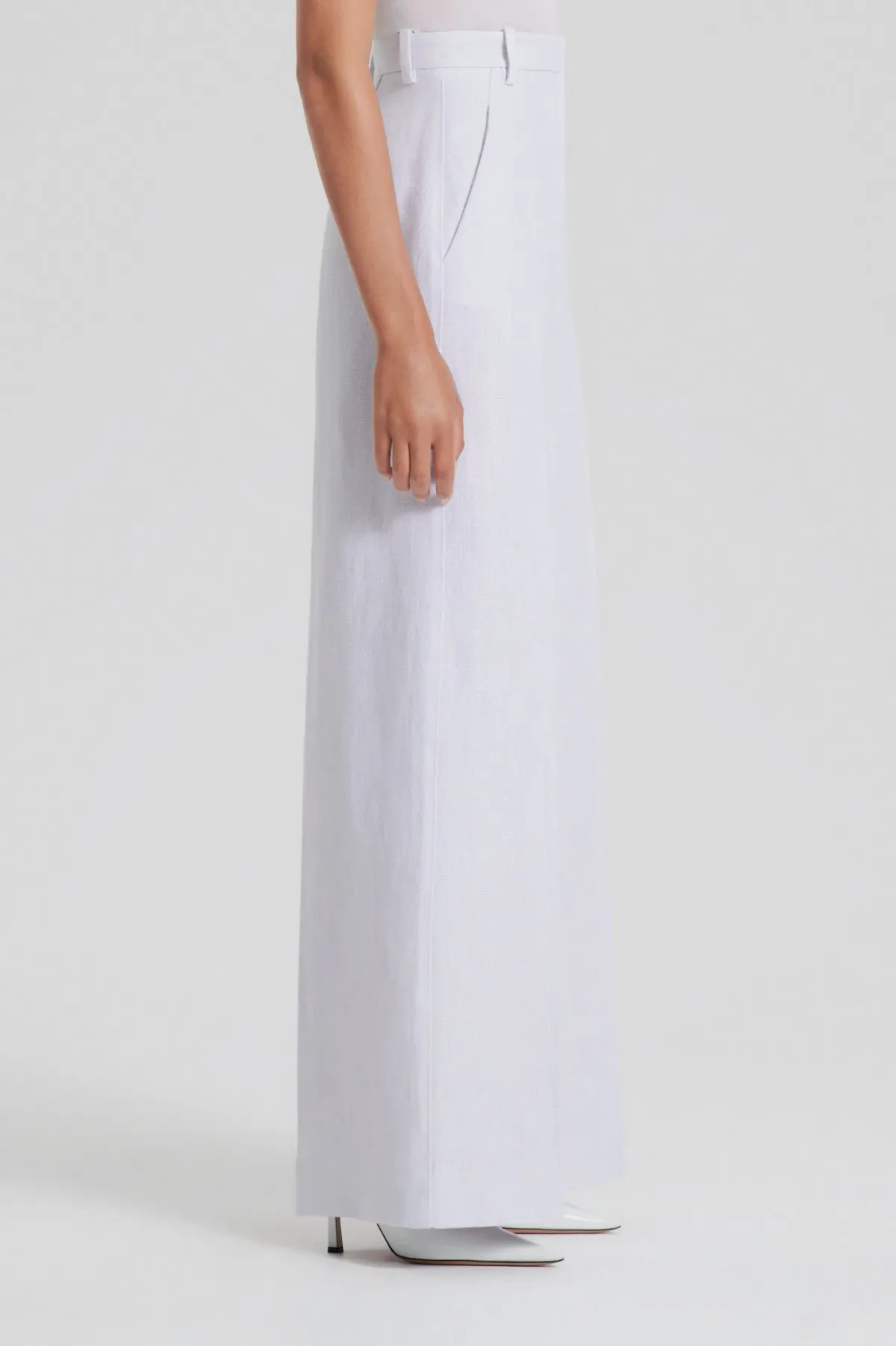 Scanlan Theodore Linen Drape Leg Trouser in Tinted Grey Size AU 10 - Image 3