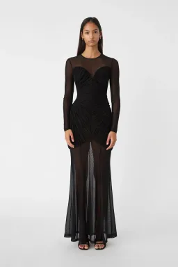 MISHA Talitha Fine Mesh Maxi Dress Black Size 10/M for rent on The Volte - image 1