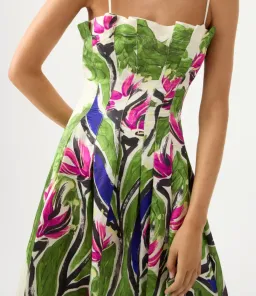 Aje Paradiso Cinched Midi Dress Native Gumnut Floral Size 4 for rent on The Volte - image 2