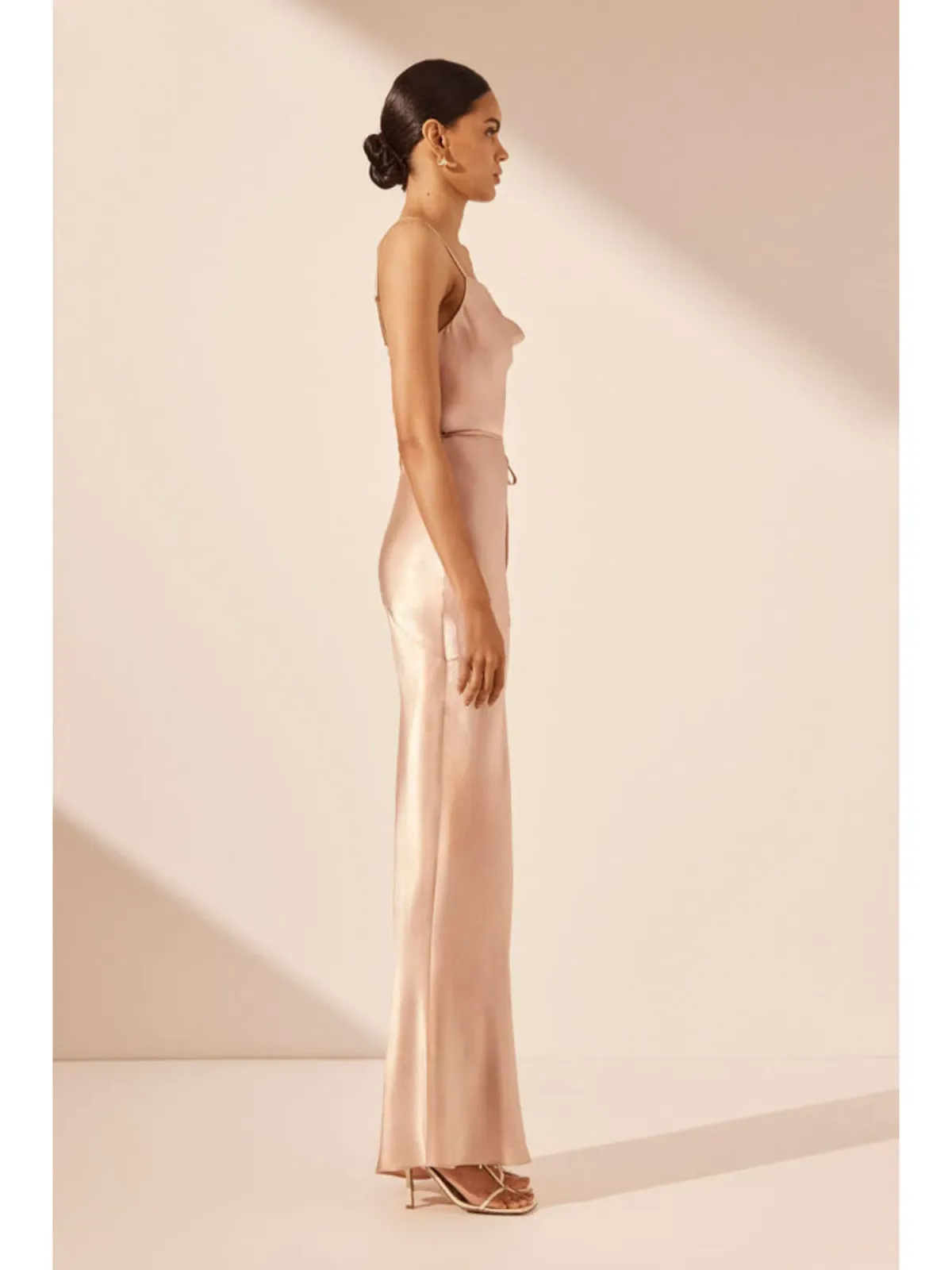 Shona Joy La Lune Bias Cowl Maxi Dress Desert Rose Size AU 10 - Image 2