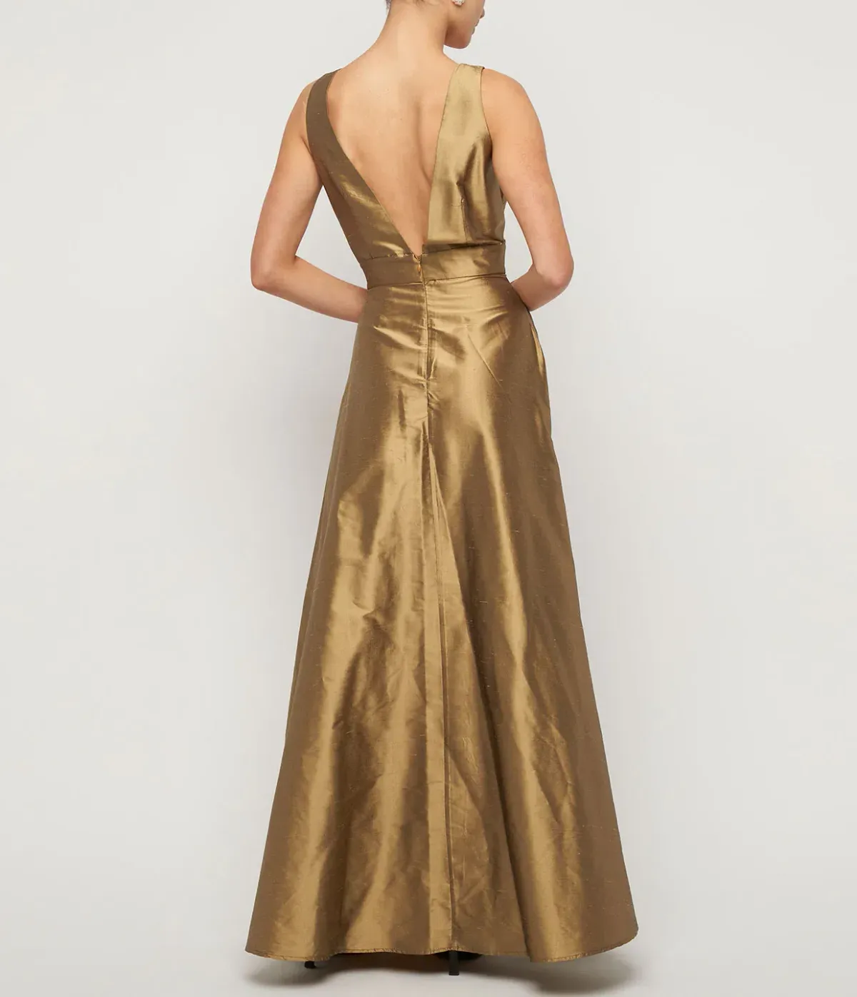 Beare Park Box Pleat Silk Gown in Marigold Gold Size AU 6 - Image 3