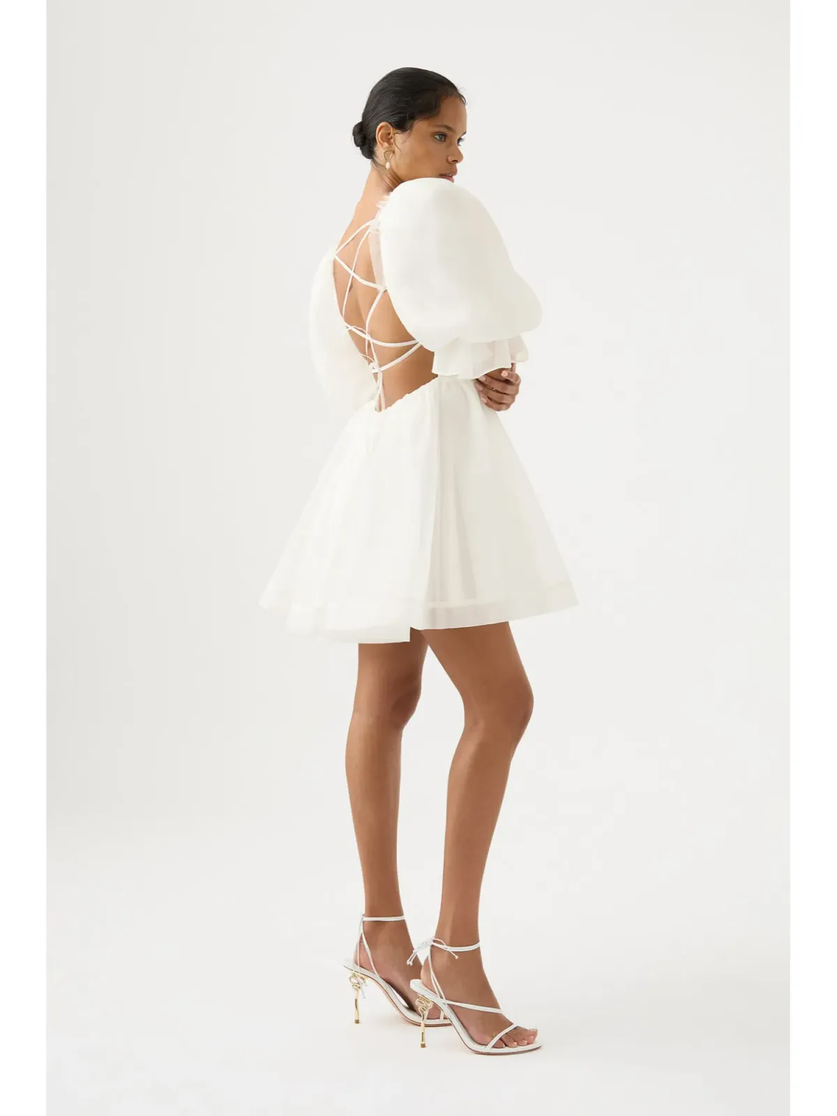 Aje Astrid Tie Back Mini Dress Ivory Size AU 6   - Image 3