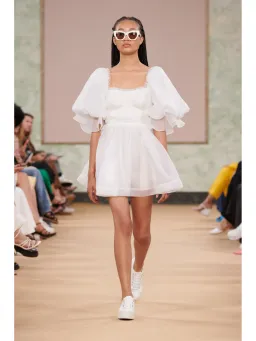 Aje Astrid Tie Back Mini Dress Ivory Size AU 6   for rent on The Volte - image 1