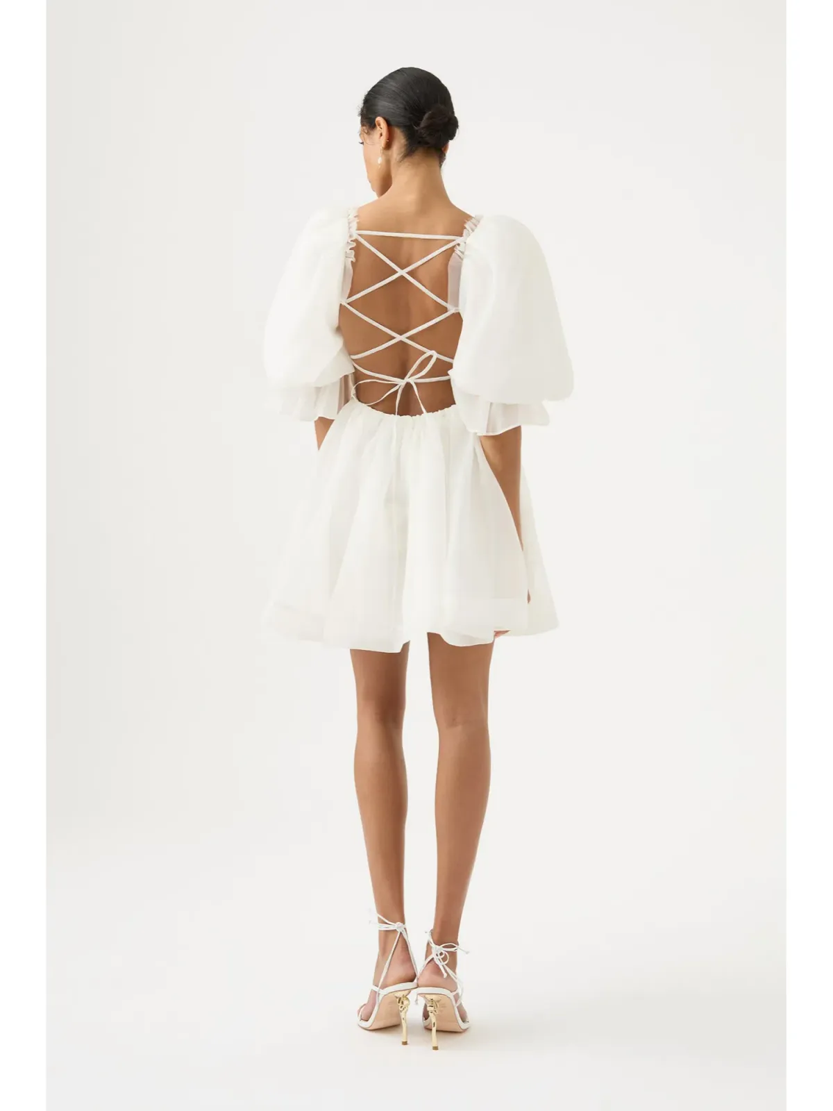 Aje Astrid Tie Back Mini Dress Ivory Size AU 6   - Image 4