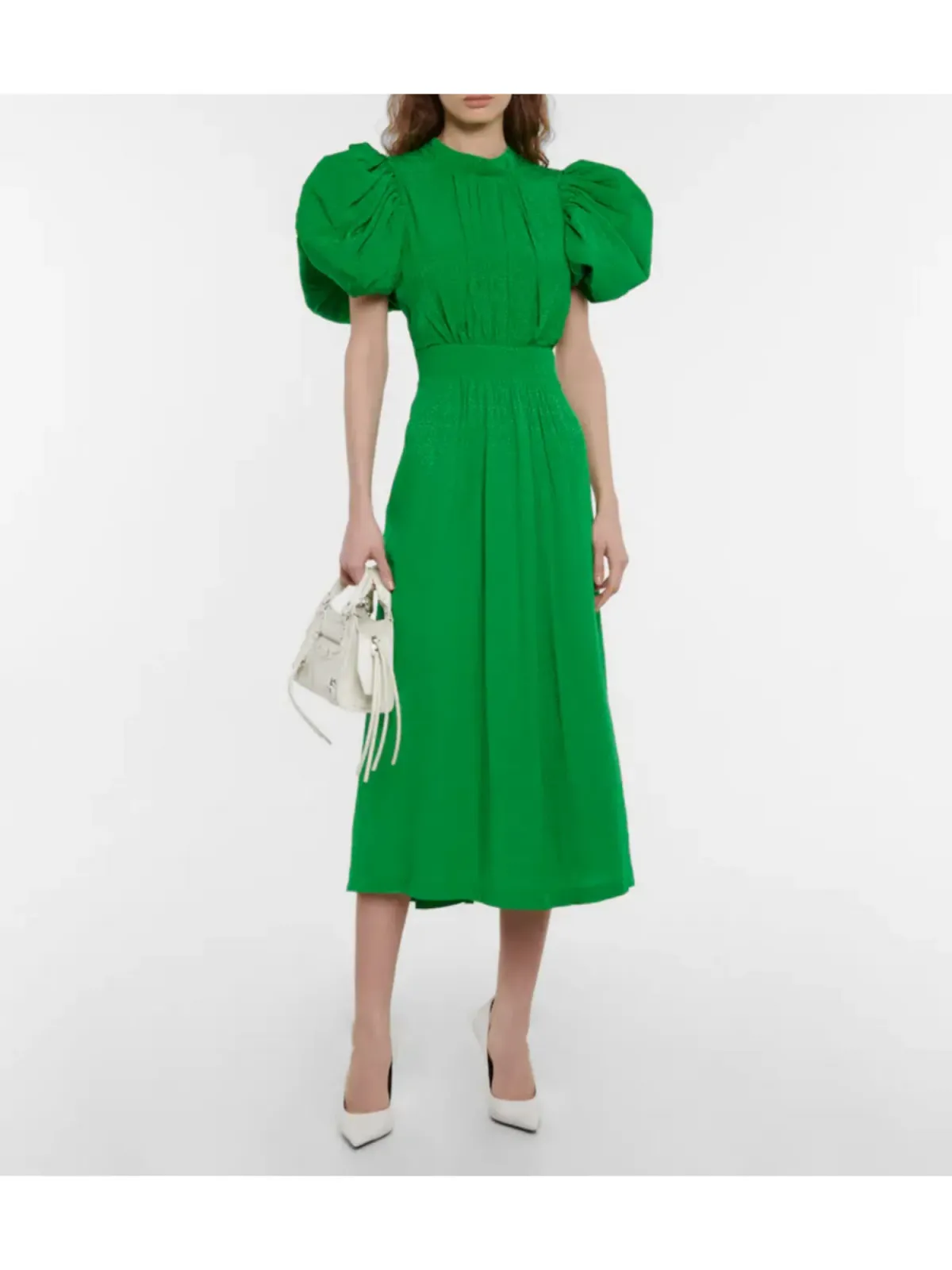 Rotate By Birger Christensen Noon Puff Sleeve Dress Green Size AU 8 - Image 1