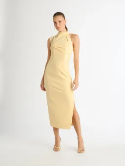 Shieke Zoe Midi Dress Yellow Size AU 6 for rent on The Volte - image 1