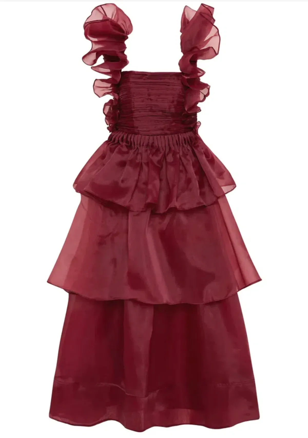 AJE ASRA PLEATED FRILL MIDI DRESS RED SIZE 8 - Image 5