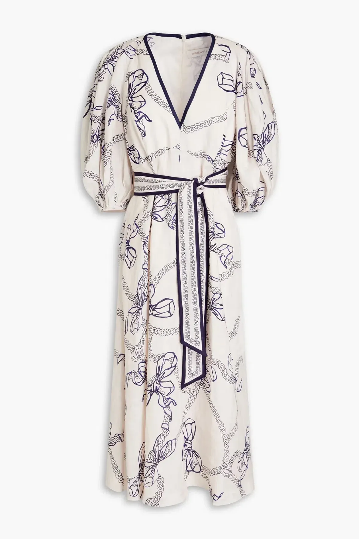 Zimmermann Day Midi Dress in Navy Bows Size 0/AU 8 - Image 5