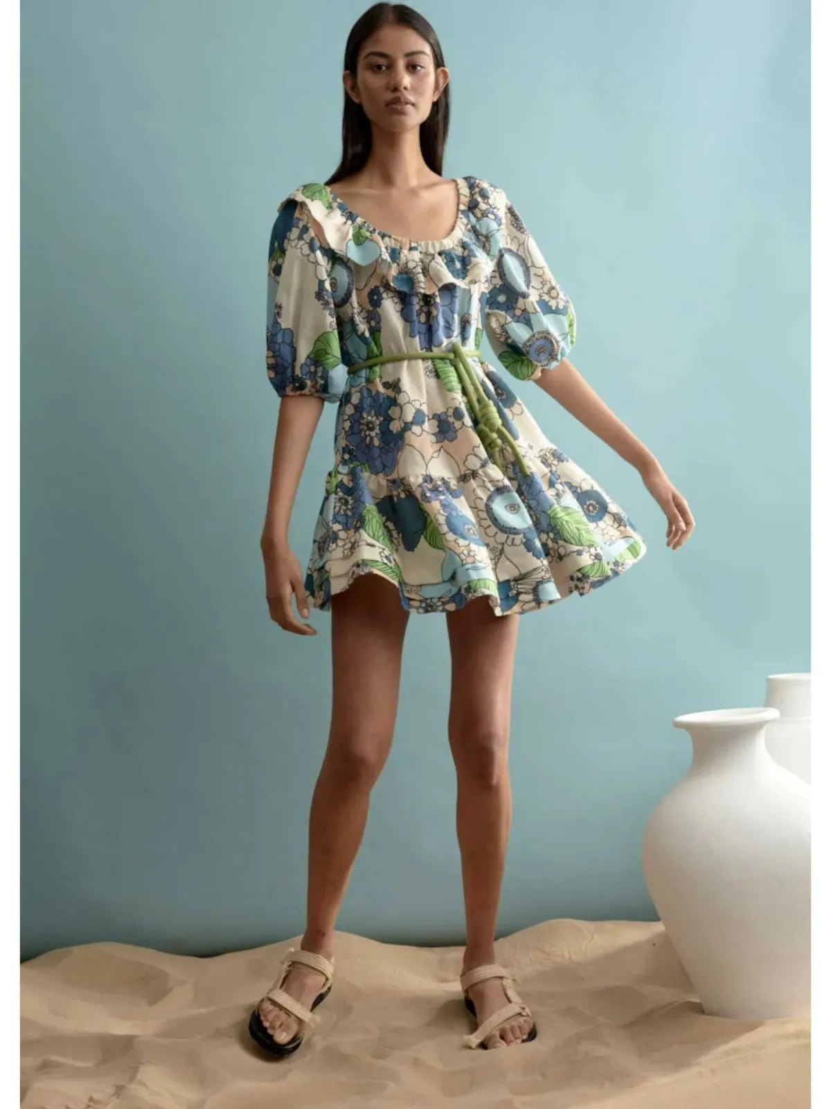 Alemais Farrah Ruffle Off Shoulder Dress Print Size AU 10 - Image 1