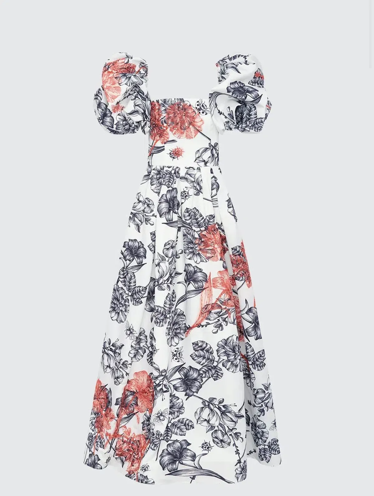 Leo Lin Clara Embellished Puff Sleeve Tie Back Gown Harmony Print in Ming Size 10 - Image 1