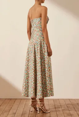 Shona Joy Ulani Strapless Pleated Midi Dress Multi Floral Size 10 for rent on The Volte - image 5