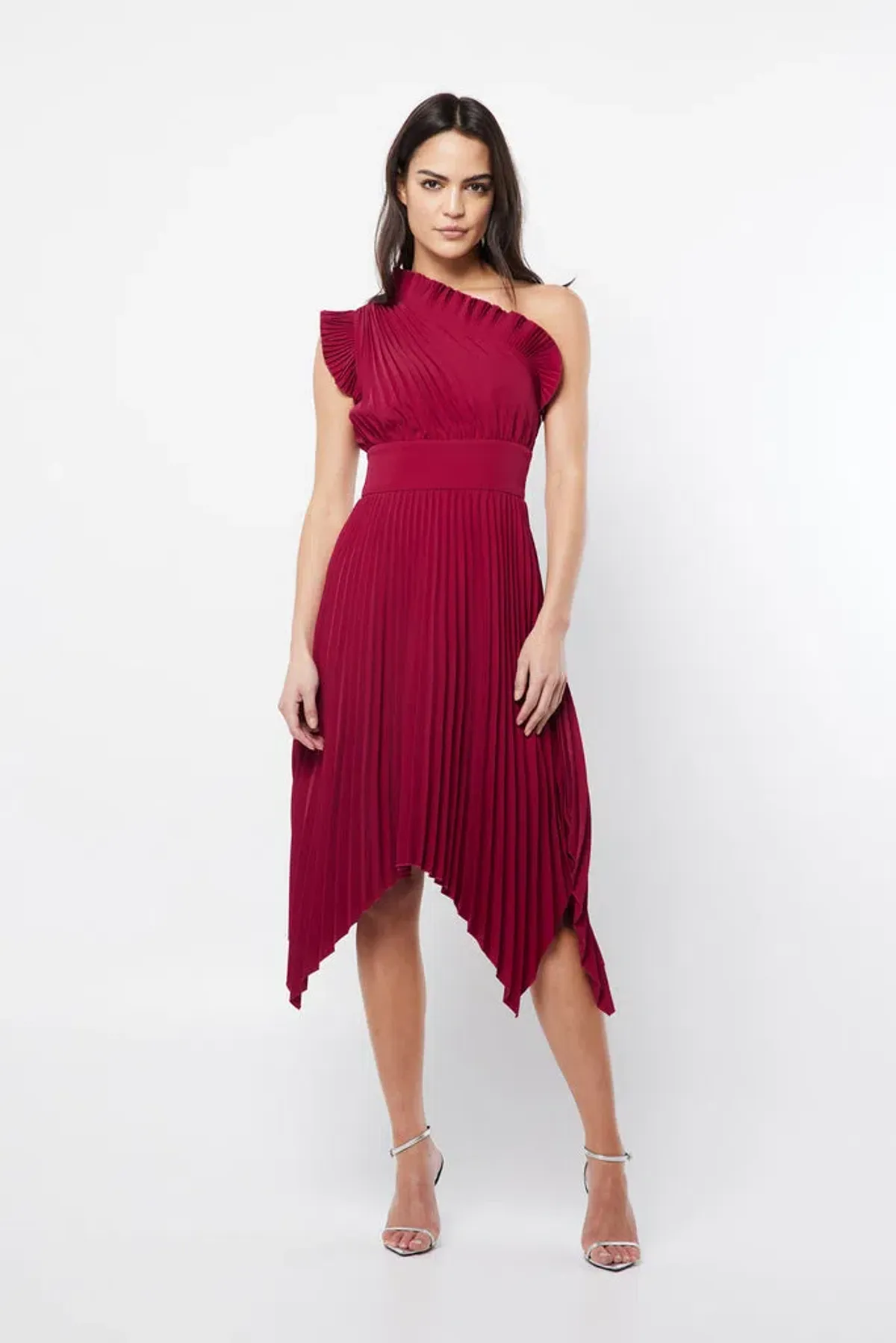 Mossman Lady Like Midi Dress in Deep Red Size 10 - Image 1