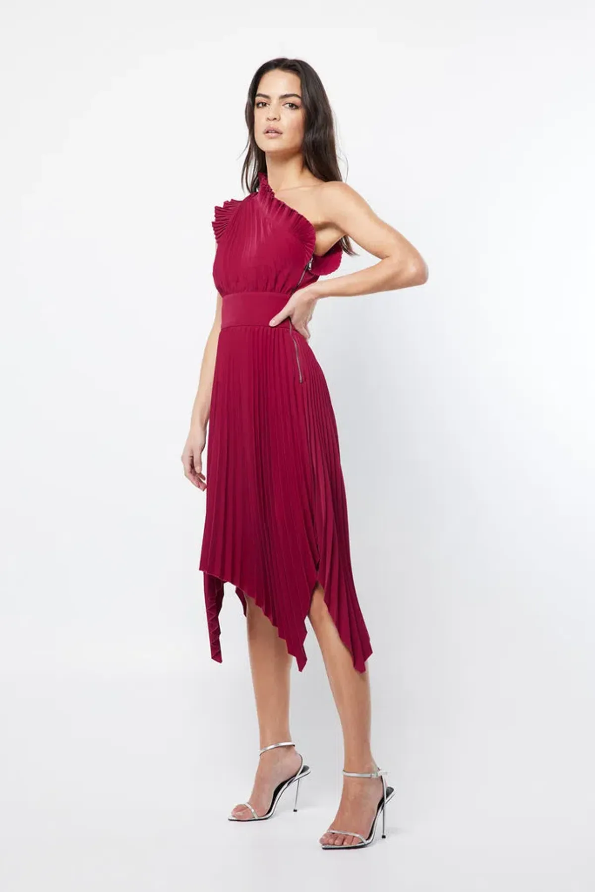 Mossman Lady Like Midi Dress in Deep Red Size 10 - Image 2