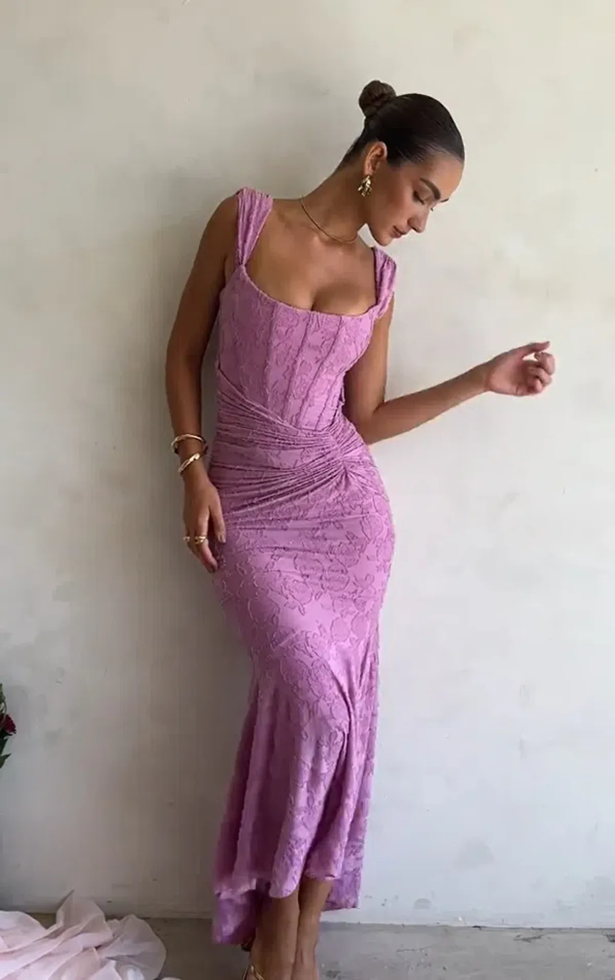 House of CB Cesca Rose Pink Floral Maxi Dress Pink Size S/AU 8-10 - Image 6