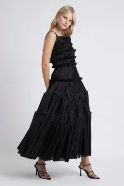 Aje Jacinto Pleated Maxi Dress in Black Size 10 for rent on The Volte - image 2