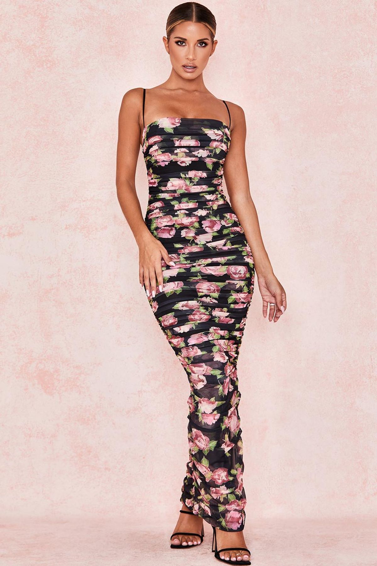 House of CB Fornanina Organza Mesh Maxi Dress Black Floral Size 8 - Image 1